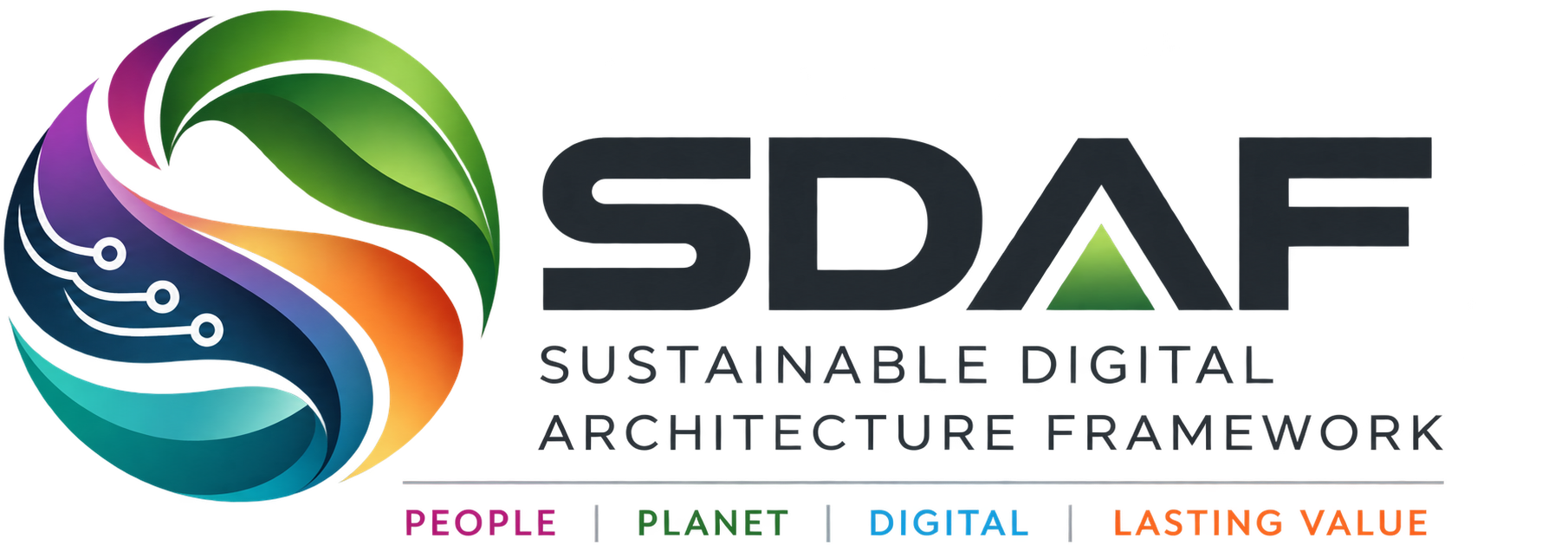 SDAF — Sustainable Digital Architecture Framework. People, Planet, Digital, Lasting Value.